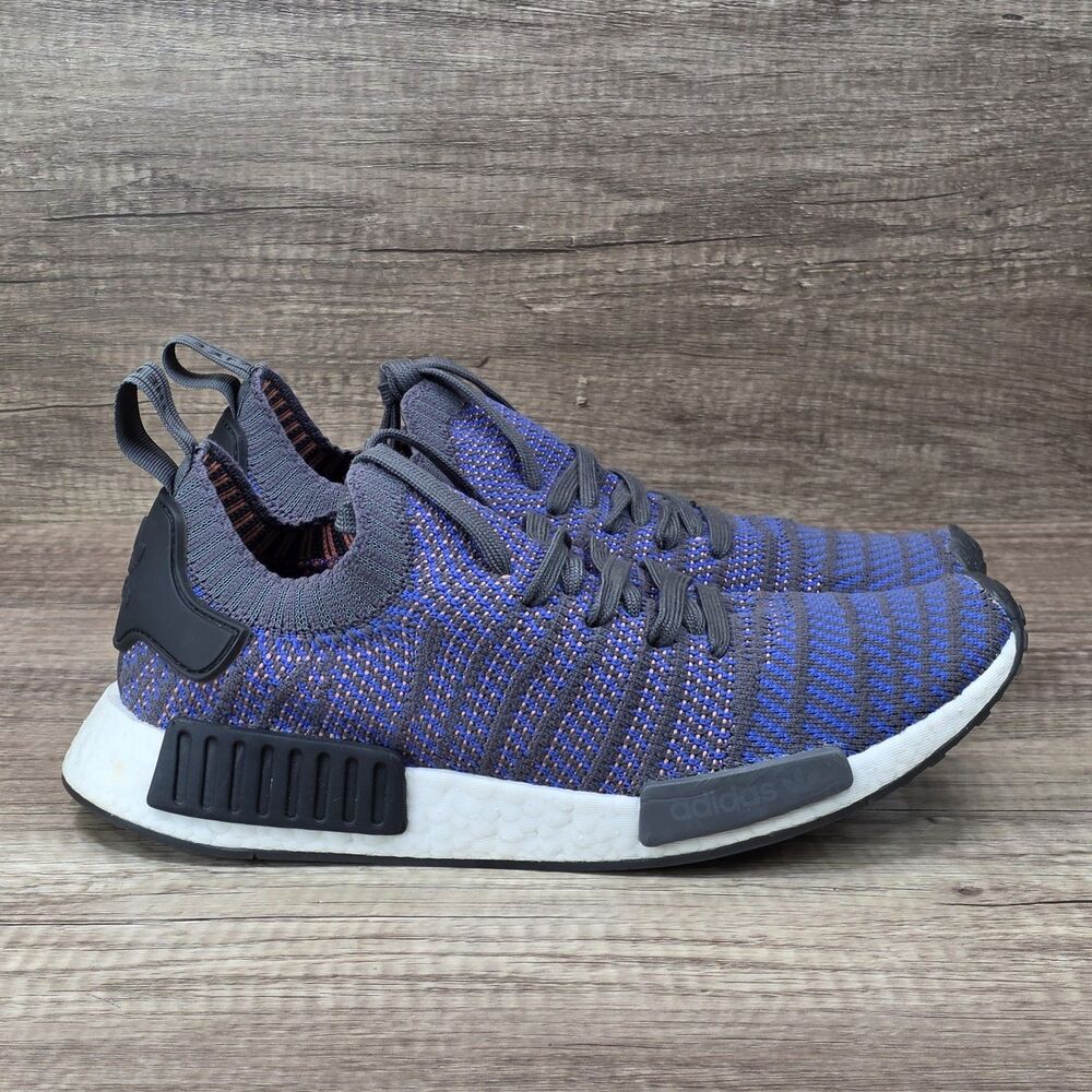 Adidas NMD R1 STLT Primeknit Men's Size 10 Blue Black Coral Shoes CQ2388 NEW